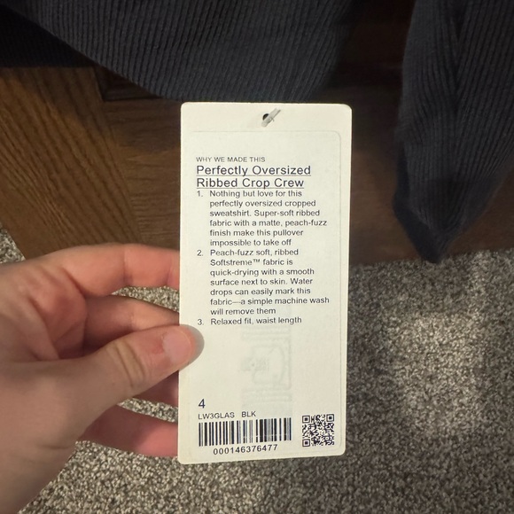 lululemon Women's Perfectly Oversized Ribbed Crop Crew Sweatshirt -Charcoal Gray - Picture 2 of 5